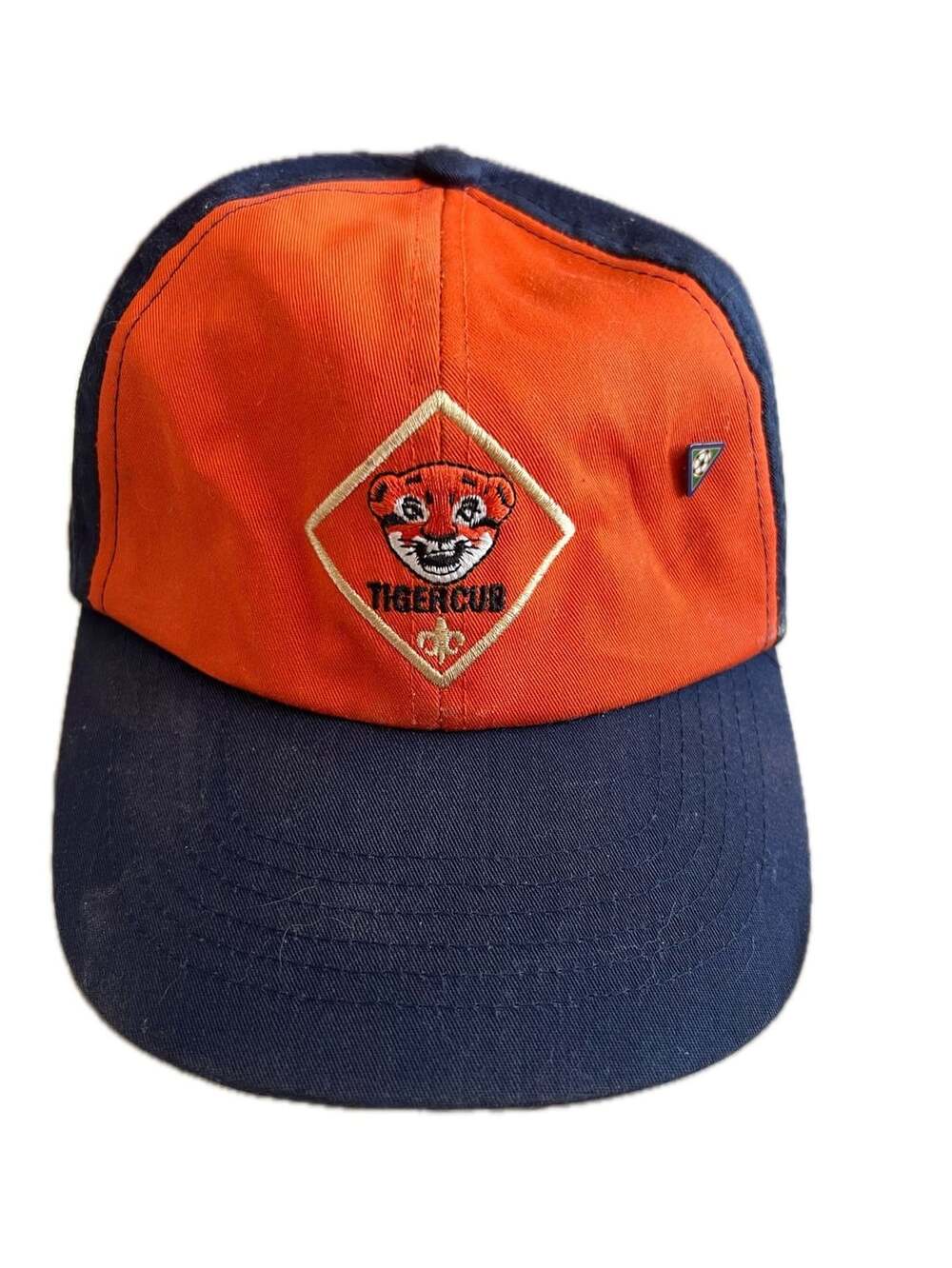 Vintage Tiger Cub Boy Scouts America Hat Cap Youth Boys Blue Orange BSA Twill